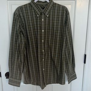 Dockers Men’s Green Tan/Brown Checkered Print Button Down size: L